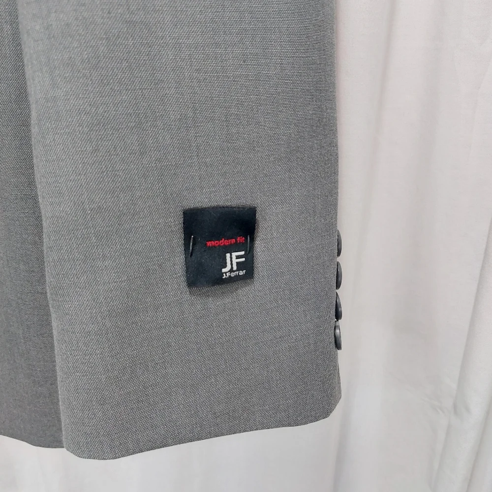 J.Ferrari Modern‎ Fit Men’s Blazer Suit Jacket Gray Sharkskin Sz 42L NWT